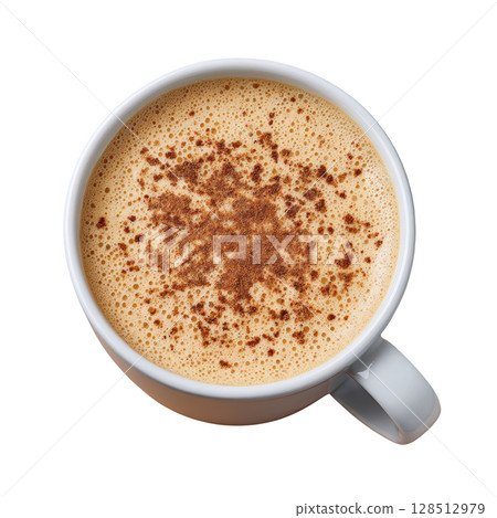 Creamy Pumpkin Spice Latte Served in White Mug Topped with Cinnamon and Foam Creamy Pumpkin Spice Latte Served in White Mug Topped with Cinnamon and Foam 128512979