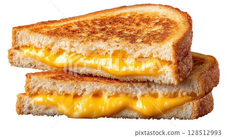 Deliciously Golden Grilled Cheese Sandwich with Melted Cheese in Crispy Toasted Bread Layers Deliciously Golden Grilled Cheese Sandwich with Melted Cheese in Crispy Toasted Bread Layers 128512993