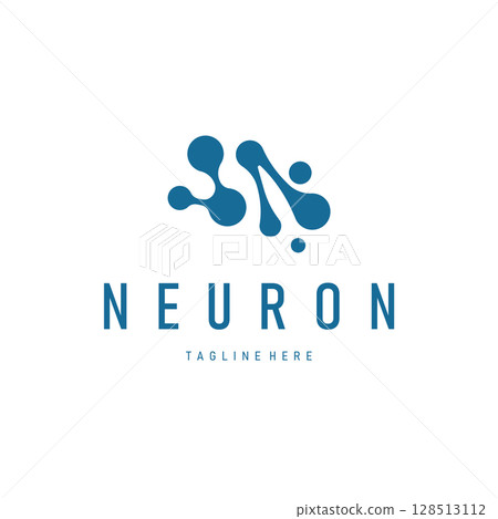 minimalist neuron logo design with cell silhouette dna neuron atom illustration symbol template 128513112