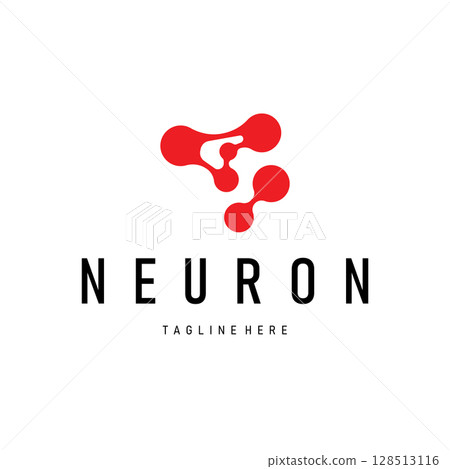 minimalist neuron logo design with cell silhouette dna neuron atom illustration symbol template 128513116