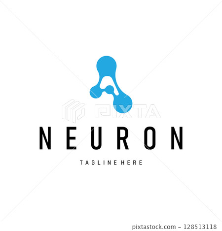 minimalist neuron logo design with cell silhouette dna neuron atom illustration symbol template 128513118