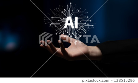 AI Brain Processing with Generative Artificial Intelligence Concept Latch 128513296
