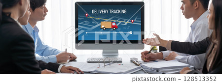 Analyst team working on data analysis dashboard on laptop screen. Insight Analyst team working on data analysis dashboard on laptop screen. Insight 128513352