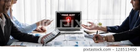 Analyst team working on data analysis dashboard on laptop screen. Insight Analyst team working on data analysis dashboard on laptop screen. Insight 128513400