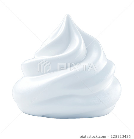 Realistic 3D illustration of white creamy foam (with transparent background) 128513425