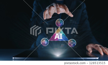 AI Brain Processing Data with Generative Artificial Intelligence Concept Elide AI Brain Processing Data with Generative Artificial Intelligence Concept Elide 128513515