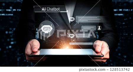 Human interact with AI artificial intelligence virtual assistant FaaS Human interact with AI artificial intelligence virtual assistant FaaS 128513742