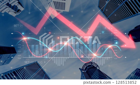 Economic Crisis with Financial Downtrend Arrow and Volatile Market Graph Muxer 128513852
