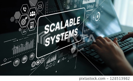 Hands Typing on Keyboard with Scalable Systems Graphics in Modern Digital Environment. Asymptotic smart data analytic 128513982