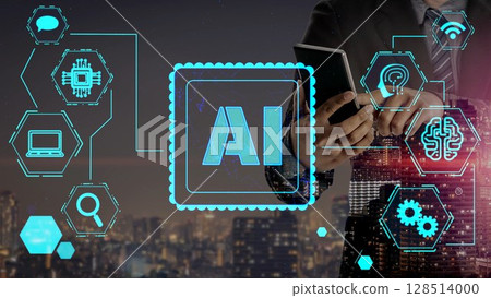 AI Brain Processing Data with Generative Artificial Intelligence Concept Thunk 128514000