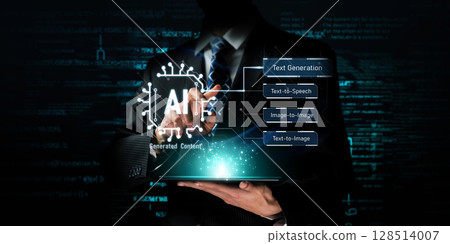 Human interact with AI artificial intelligence brain process generative AI FaaS 128514007