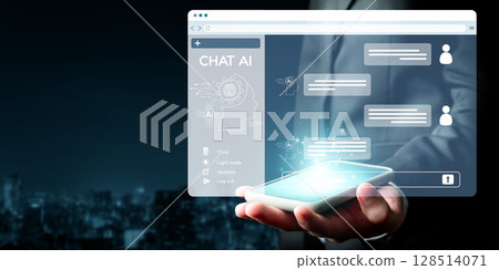 Human interact with AI artificial intelligence virtual assistant EIDE Human interact with AI artificial intelligence virtual assistant EIDE 128514071