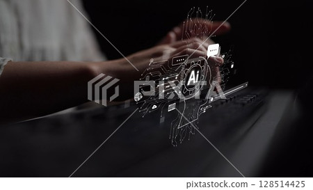 AI Brain Processing Data with Generative Artificial Intelligence Concept Muxer 128514425