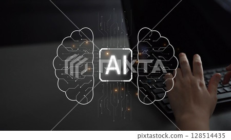 AI Brain Processing Data with Generative Artificial Intelligence Concept Muxer 128514435