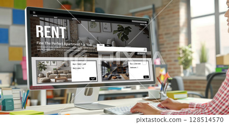 Online Real Estate Rental Search brisk On Computer 128514570