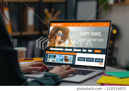 Online travel agency website for brisk search and travel planning 128514835