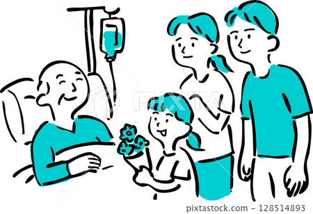 一家人探望住院的祖父的插圖 128514893