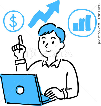 A young man thinking about asset management A young man thinking about asset management 128514896