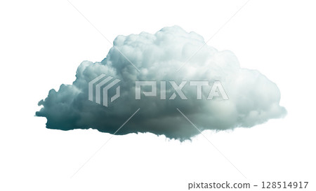 Fluffy gray cloud on white background, created with AI, PNG 128514917
