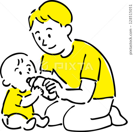 父親餵嬰兒喝奶的插圖 128515051