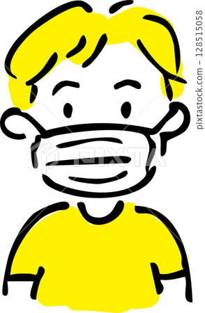 一個戴著面具的男孩的插圖 128515058