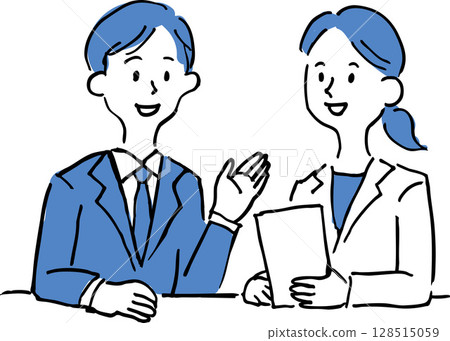 Illustration of men and women having a business meeting 128515059