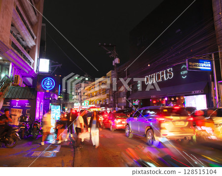 The Philippines in Action - Evening view of the bustling Burgos Street in Manila Cityscape (June 2025) 128515104