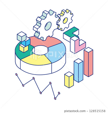 Gears and graphs that turn learning | Isometric illustration of analysis of STEAM education Gears and graphs that turn learning | Isometric illustration of analysis of STEAM education 128515158