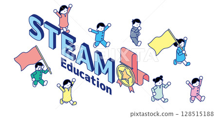 Isometric illustrations showing STEAM (Science, Technology, Engineering, Arts, Mathematics) elements Isometric illustrations showing STEAM (Science, Technology, Engineering, Arts, Mathematics) elements 128515188