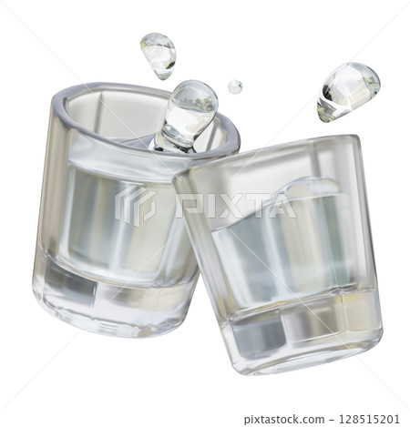 toasting glass of soju cartoon style 3D graphic 128515201
