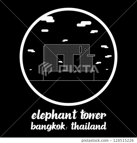 Circle Icon Elephant Tower. Vector Illustration 128515226