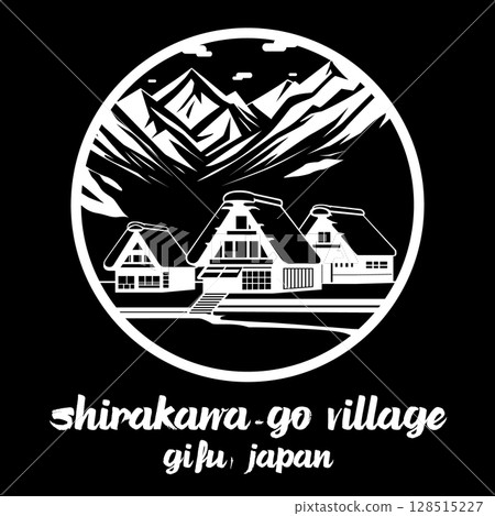 Circle Icon Shirakawa-go Village. Vector illustration Circle Icon Shirakawa-go Village. Vector illustration 128515227