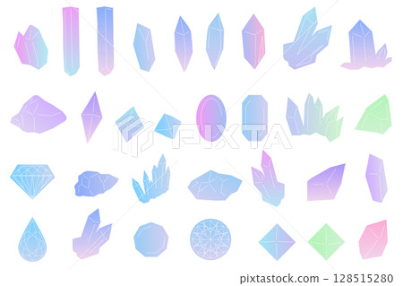 漸變礦物和寶石插圖集（帶分割線）圖案背景插圖向量素材 128515280