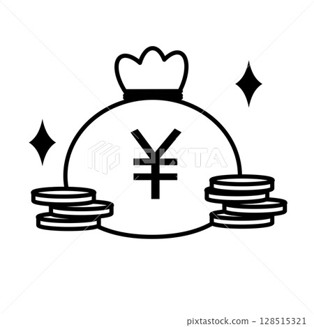 Simple icon of a bag of money 128515321