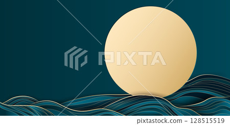 Mid Autumn Festival and full moon design 128515519