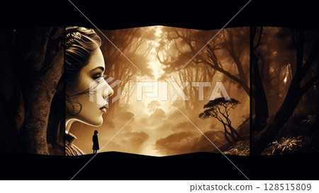 描繪異世界風景的屏風：人工智慧生成的素材 128515809