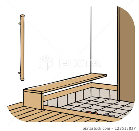 入口處有扶手的長椅_全彩 128515837