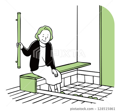 入口處設有扶手的長凳 128515861