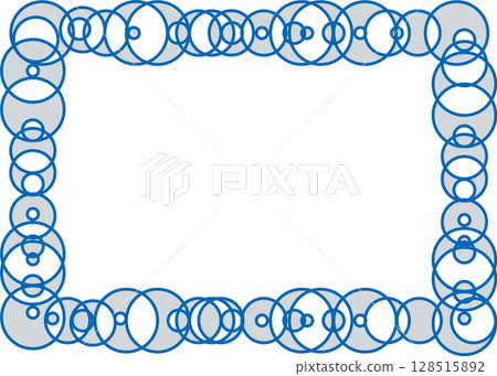 Beautiful frame made of circles, white background, blue, gray and white, geometric pattern Beautiful frame made of circles, white background, blue, gray and white, geometric pattern 128515892