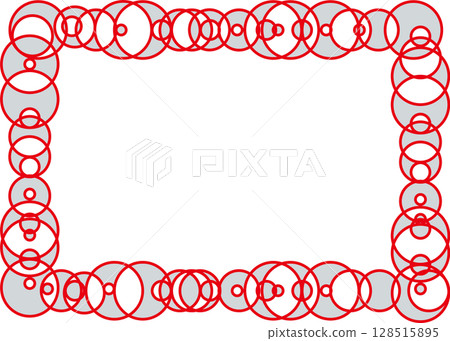 Beautiful frame made of circles, white background, red, gray and white, geometric pattern Beautiful frame made of circles, white background, red, gray and white, geometric pattern 128515895