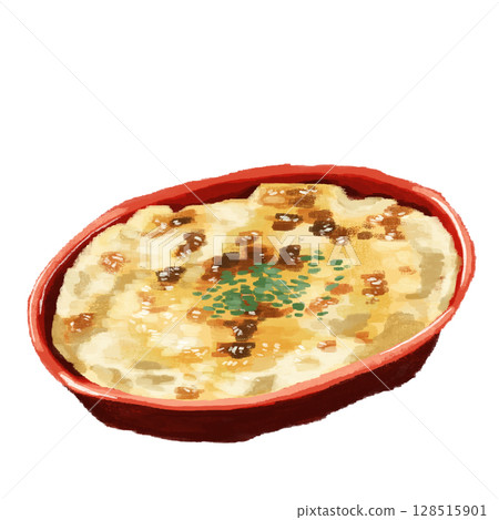 Gratin painted with watercolors Gratin painted with watercolors 128515901