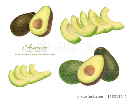 Frame background decorated with watercolor cut avocado vector illustration Frame background decorated with watercolor cut avocado vector illustration 128515941