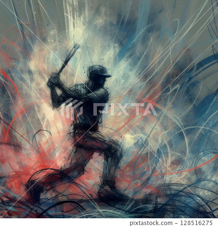 Explosive Baseball Energy for Abstract Dynamic Batter in Motion with Electric Light Trails with Generative AI. Explosive Baseball Energy for Abstract Dynamic Batter in Motion with Electric Light Trails with Generative AI. 128516275