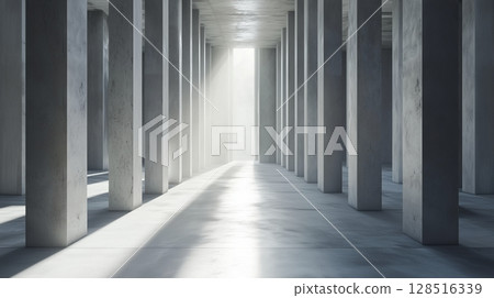 Architecture black cement corridor high wall exterior modern building with blue sky 128516339