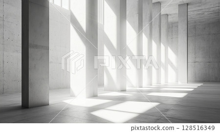 Architecture grey cement corridor high wall exterior modern building with blue sky 128516349