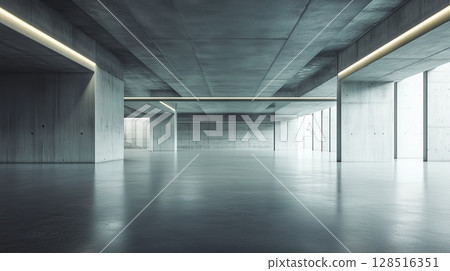 Architecture grey cement concrete high wall exterior modern building with blue sky Architecture grey cement concrete high wall exterior modern building with blue sky 128516351