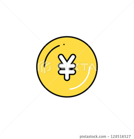 日元硬幣的簡單向量圖示圖示 128516527