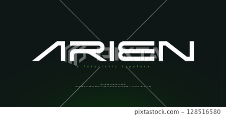 Abstract technology space font logo alphabet. techno and sport fonts. Typography digital sci-fi movie logos. vector illustration 128516580