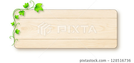 天然木紋橫幅(白木頭配上常春藤裝飾,左上角) 天然木紋橫幅(白木頭配上常春藤裝飾,左上角) 128516736