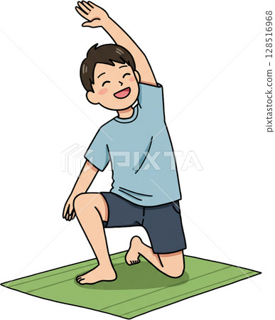 vector of man doing yoga 128516968